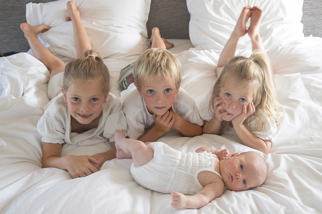 Vier Kinderen Gezin Ontspanning